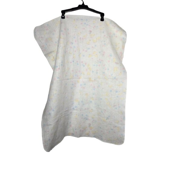 Vintage Chatham Baby Receiving Blanket Yellow Ducks & Flowers Vtg Nursery Floral - Picture 2 of 8